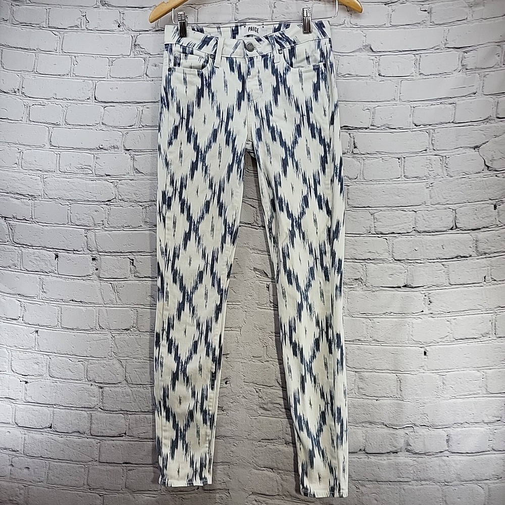 Paige Jeans Womens sz 27 Waists Verdugo‎ Ultra Skinny Blue and White
